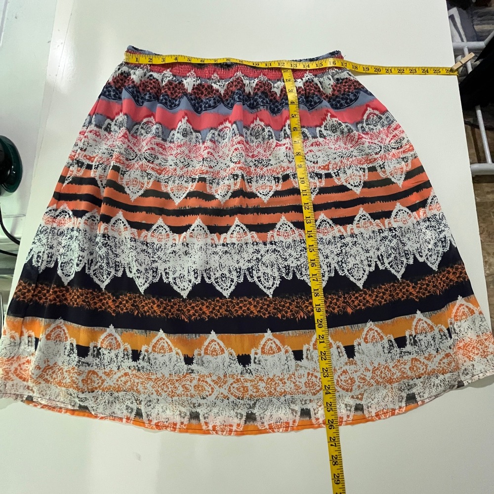 Christopher & Banks Skirt Women XL Multicolor Border Print Flowy Boho 1333 - Picture 5 of 8